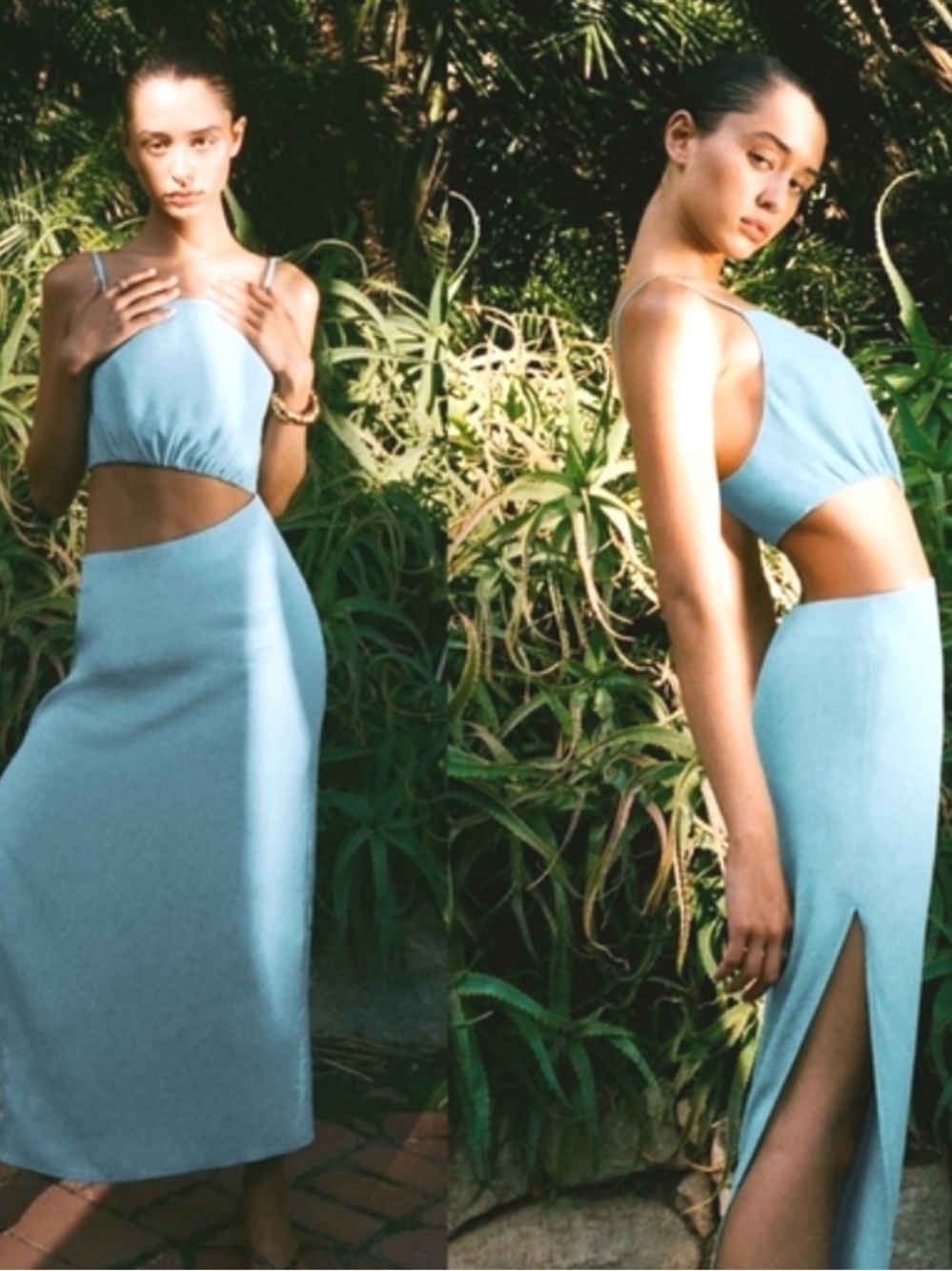 NWT Reformation KIWI dress Turquoise Blue Midi Skirt with Side Slit 6